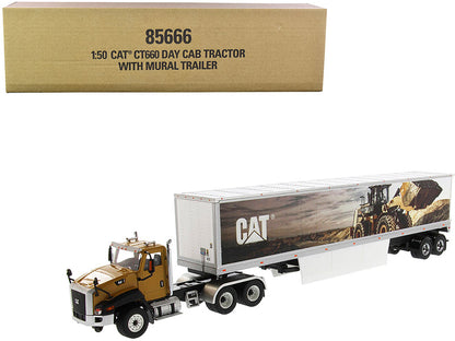 CAT Caterpillar CT660 Day Cab with Caterpillar Mural Dry Van Trailer "Transport Series" 1/50 Diecast Model by Diecast Masters  free shipping USA