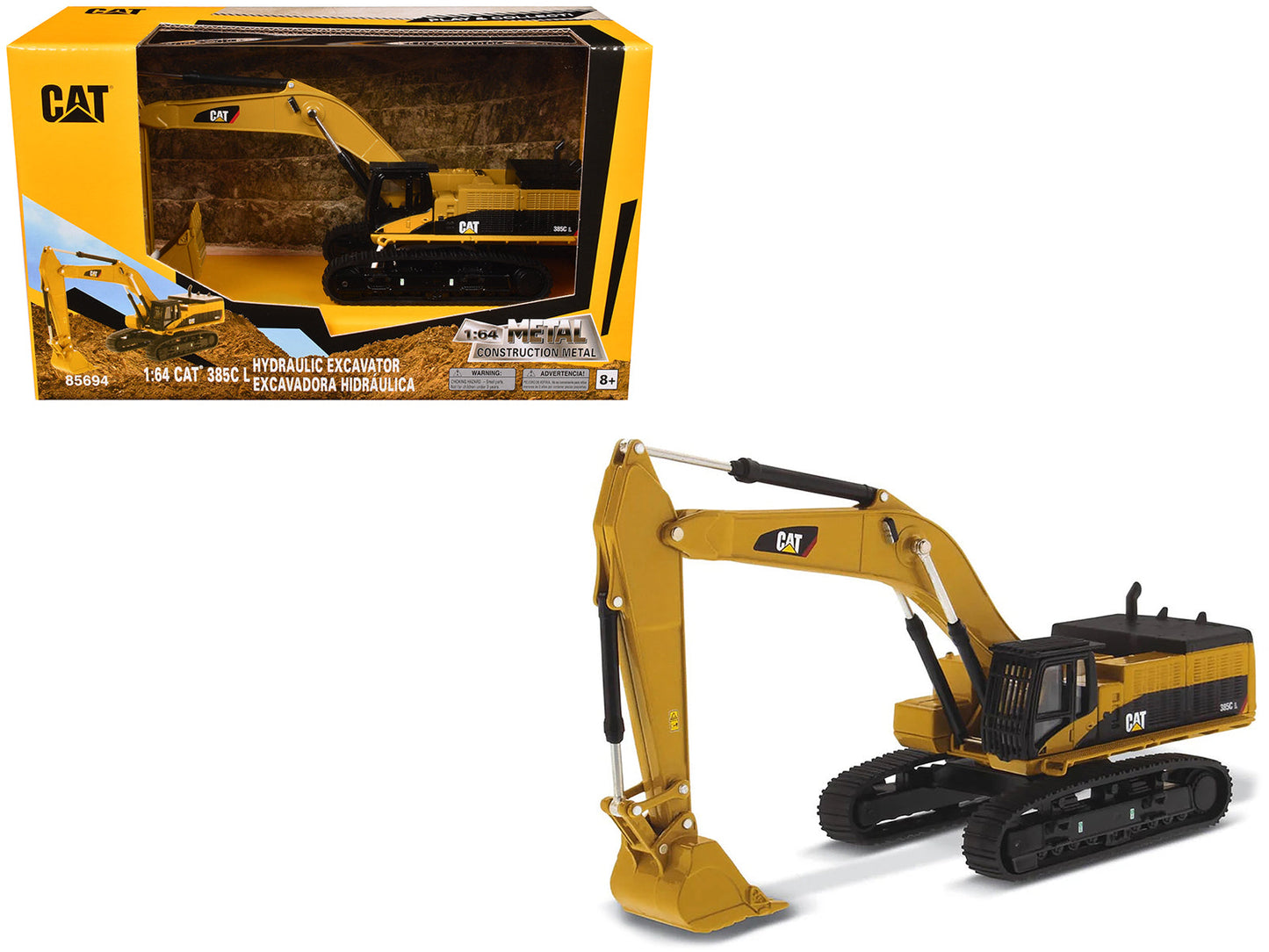 CAT Caterpillar 385C L Hydraulic Excavator Yellow "Play & Collect!" Series 1/64 Diecast Model by Diecast Masters  free shipping USA