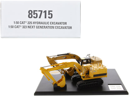 CAT Caterpillar 225 Hydraulic Escavator and CAT Caterpillar 323 Next Generation Hydraulic Escavator Set of 2 pieces "Evolution Series" 1/50 Diecast Models by Diecast Masters  free shipping USA