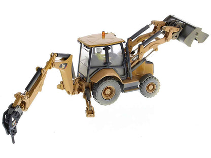 CAT Caterpillar 420F2 IT Backhoe Loader with Operator Yellow "Weathered Series" 1/50 Diecast Model by Diecast Masters