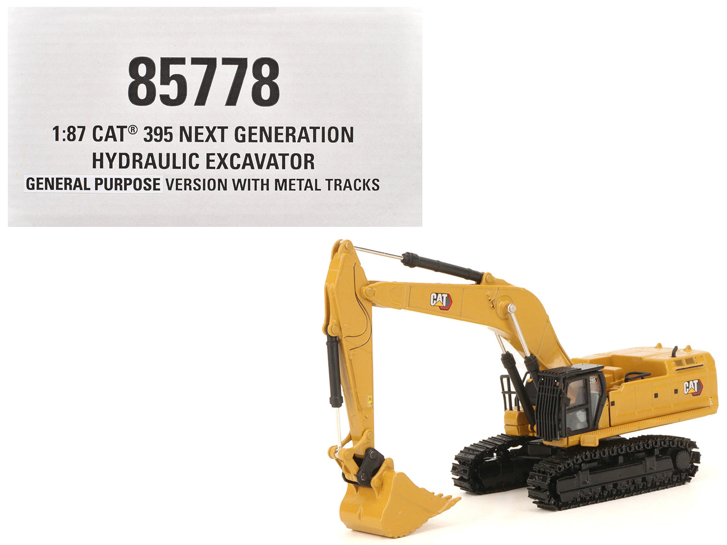CAT Caterpillar 395 Next-Generation Hydraulic Excavator (Mass Excavator Version) Yellow with Additional Tools "High Line Series" 1/87 (HO) Diecast Model by Diecast Masters  free shipping USA