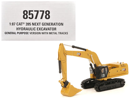 CAT Caterpillar 395 Next-Generation Hydraulic Excavator (Mass Excavator Version) Yellow with Additional Tools "High Line Series" 1/87 (HO) Diecast Model by Diecast Masters  free shipping USA