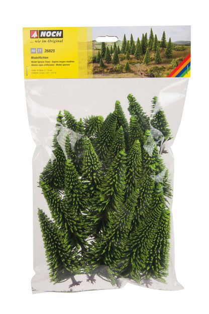 Noch 26825 HO/TT Scale Spruce Trees, 5-14 cm, Pack of 25