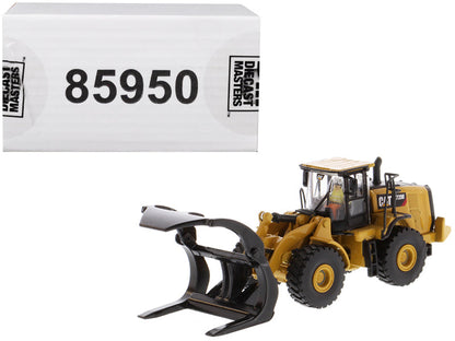 CAT Caterpillar 972M Wheel Loader with Log Fork and Operator "High Line" Series 1/87 (HO) Scale Diecast Model by Diecast Masters  free shipping USA