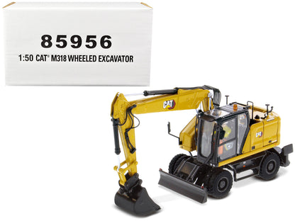 CAT Caterpillar M318 Wheeled Excavator Yellow with Operator "High Line" Series 1/50 Diecast Model by Diecast Masters  free shipping USA