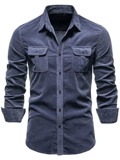 Men's Full Size Collared Neck Button Down Shirt with Chest Pockets Plus Size