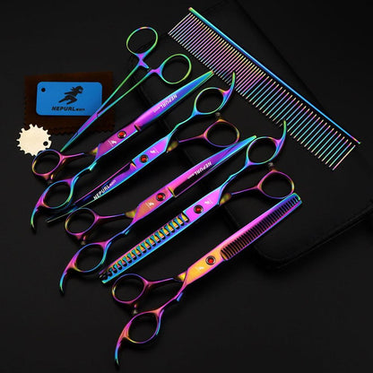 Electroplating Color 5 Pack Pet Grooming Scissors by Dog Hugs Cat
