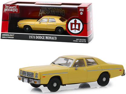 1978 Dodge Monaco Yellow "The Greatest American Hero" (1981-1983) TV Series  1/43 Diecast Model Car by Greenlight  free shipping USA