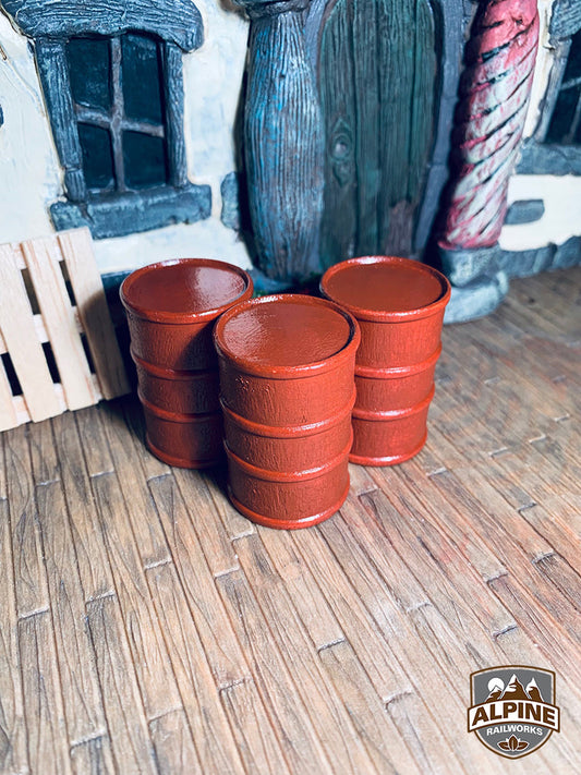 Alpine Railworks 1064 G Scale Oil Barrels, Rust (3)
