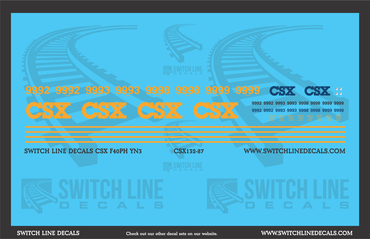 HO Scale CSX F40PH YN3 Locomotive Decal Set