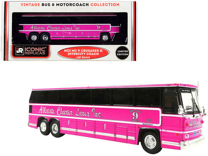 1980 MCI MC-9 Crusader II Intercity Coach Bus Pink "Allstate Charter Lines Inc." "Vintage Bus & Motorcoach Collection" 1/87 (HO) Diecast Model by Iconic Replicas  free shipping USA
