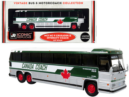 1980 MCI MC-9 Crusader II Intercity Coach Bus "Hamilton via 8" "Canada Coach" "Vintage Bus & Motorcoach Collection" 1/87 (HO) Diecast Model by Iconic Replicas  free shipping USA