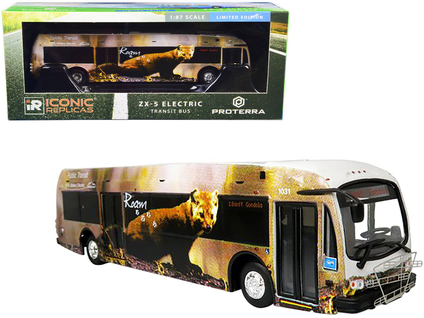Proterra ZX5 Electric Transit Bus "Roam Transit" "1 Banff Gondola" 1/87 (HO) Diecast Model by Iconic Replicas  free shipping USA