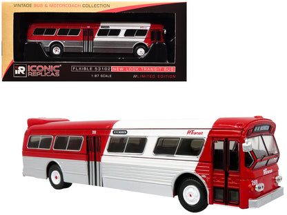 Flxible 53102 New Look Transit Bus "Pittsburgh Area Transit" Red and White "Vintage Bus & Motorcoach Collection" Limited Edition 1/87 (HO) Diecast Model by Iconic Replicas  free shipping USA