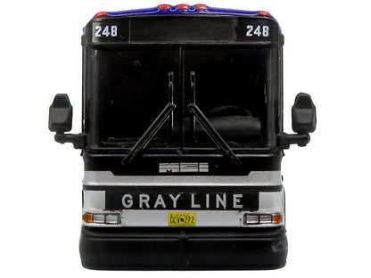 2001 MCI D4000 Coach Bus "Gray Line of Alaska" Dark Blue with Stripes "Vintage Bus & Motorcoach Collection" Limited Edition to 504 pieces Worldwide 1/87 (HO) Diecast Model by Iconic Replicas
