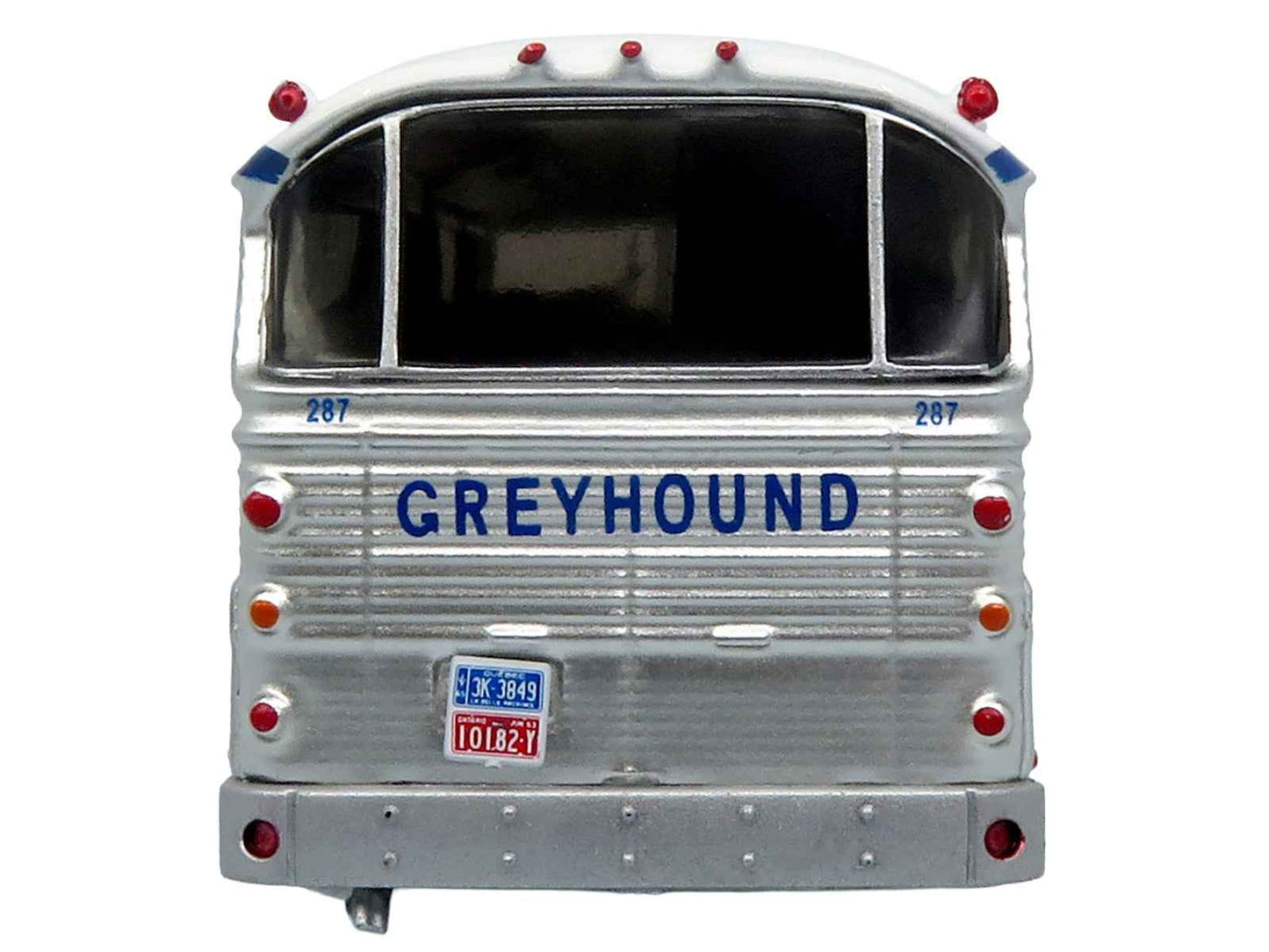 1964 MCI MC-5A Coach Bus "Greyhound Canada" White with Blue Stripes "Vintage Bus & Motorcoach Collection" Limited Edition to 504 pieces Worldwide 1/87 (HO) Diecast Model by Iconic Replicas