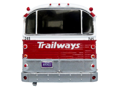 1964 MCI MC-5A Coach Bus "Trailways Chicago" White with Red Stripes "Vintage Bus & Motorcoach Collection" Limited Edition to 504 pieces Worldwide 1/87 (HO) Diecast Model by Iconic Replicas