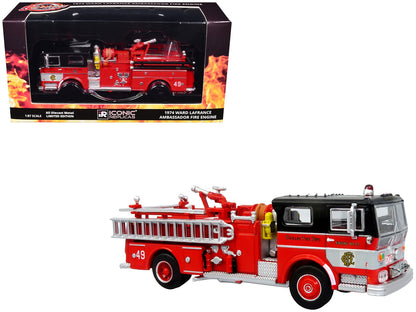 1974 Ward LaFrance Fire Engine "Chicago Fire Department - Engine 49" Red with Black Top "5 Alarm" Series Limited Edition 1/87 (HO) Diecast Model by Iconic Replicas