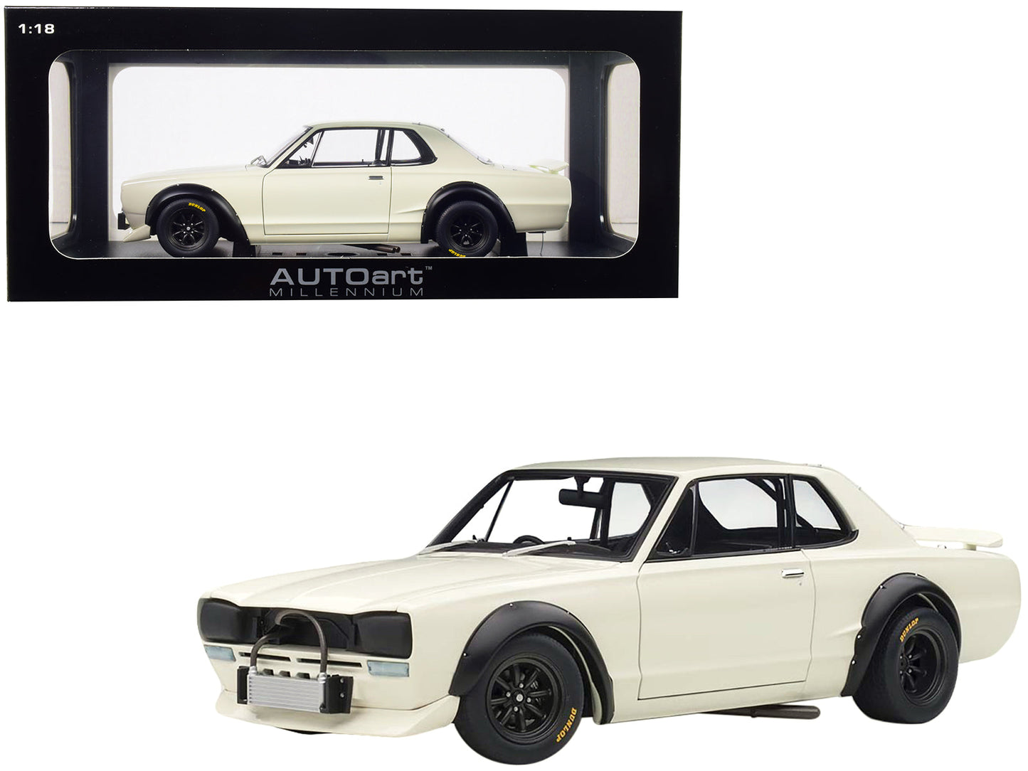 1972 Nissan Skyline GT-R (KPGC-10) Racing White "Millennium" 1/18 Diecast Model Car by Autoart  free shipping USA
