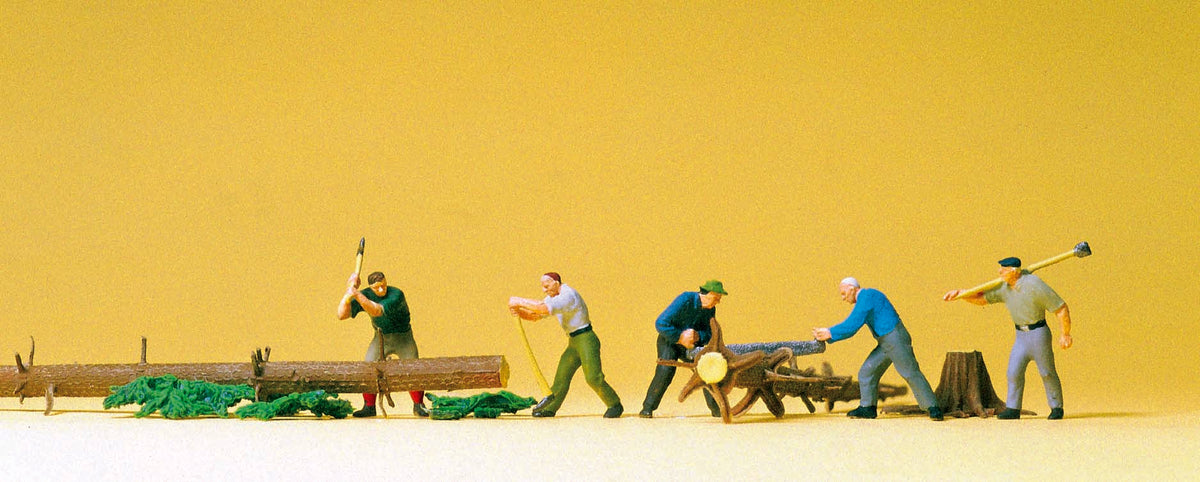 Preiser 10495 HO Scale Lumberjacks with Logs Figure Set