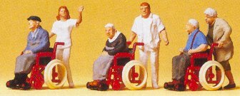 Preiser 10479 HO Scale Pedestrians Elderly Being Pushed