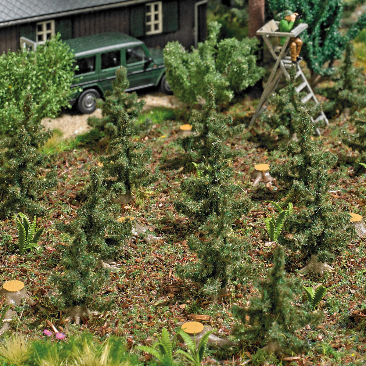 Busch 6392 HO Scale Reforestation Set with 15 Spruce Trees