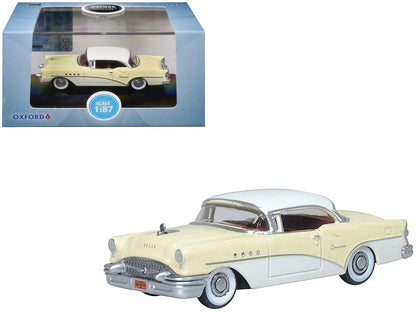 1955 Buick Century Condor Yellow and Dover White with Red Interior 1/87 (HO) Scale Diecast Model Car by Oxford Diecast  free shipping USA
