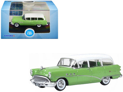 1954 Buick Century Estate Wagon Willow Green and White 1/87 (HO) Scale Diecast Model Car by Oxford Diecast  free shipping USA