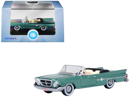 1961 Chrysler 300 Convertible Pinewood Green Metallic 1/87 (HO) Scale Diecast Model Car by Oxford Diecast