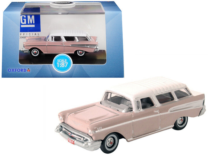 1957 Chevrolet Nomad Dusk Pearl Pink with Imperial Ivory Top 1/87 (HO) Scale Diecast Model Car by Oxford Diecast  free shipping USA