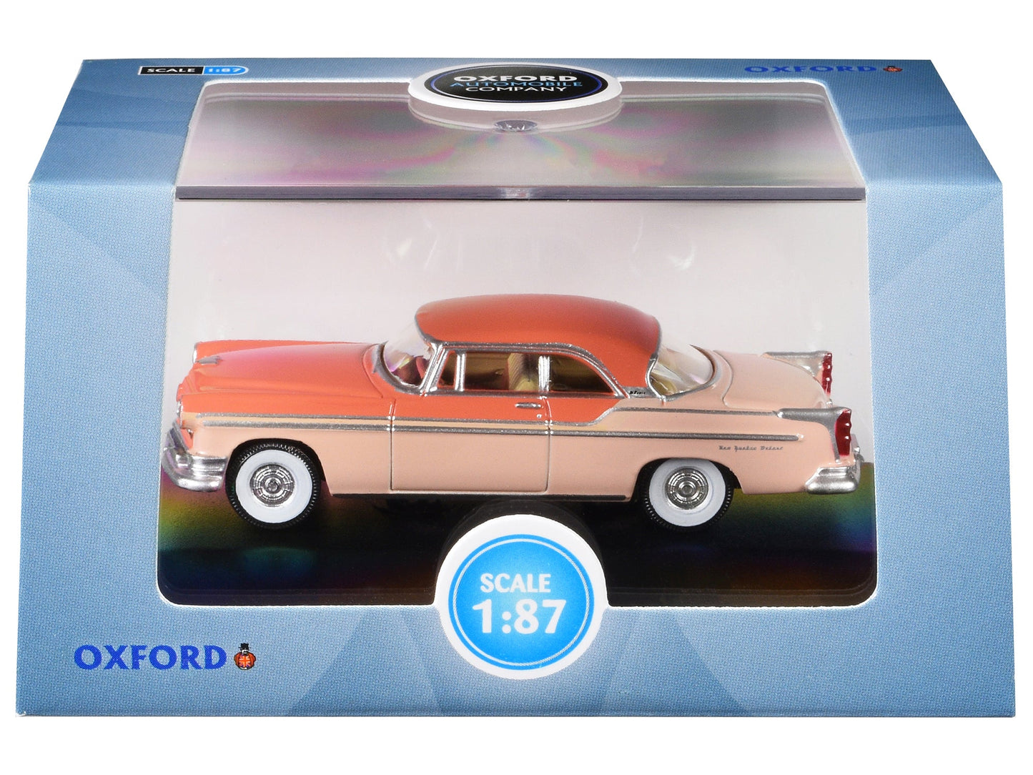 1955 Chrysler New Yorker Deluxe St. Regis Desert Sand and Canyon Tan 1/87 (HO) Scale Diecast Model Car by Oxford Diecast  free shipping USA