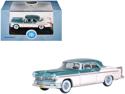 1955 Chrysler New Yorker Deluxe St. Regis Jade Green Metallic and Cream 1/87 (HO) Scale Diecast Model Car by Oxford Diecast  free shipping USA