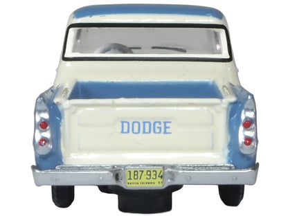 1957 Dodge D100 Sweptside Pickup Truck Ice Blue and Glacier White 1/87 (HO) Scale Diecast Model Car by Oxford Diecast