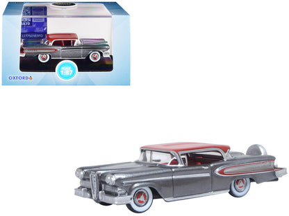 1958 Edsel Citation Silver Gray Metallic with Ember Red Top and Red Interior 1/87 (HO) Scale Diecast Model Car by Oxford Diecast  free shipping USA