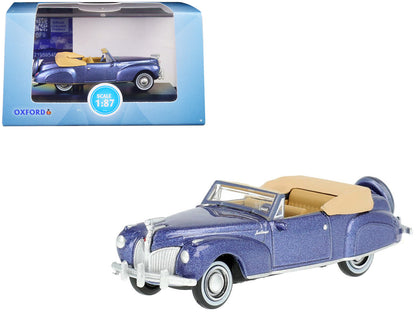 1941 Lincoln Continental Convertible Darian Blue Metallic with Tan Interior 1/87 (HO) Scale Diecast Model Car by Oxford Diecast  free shipping USA
