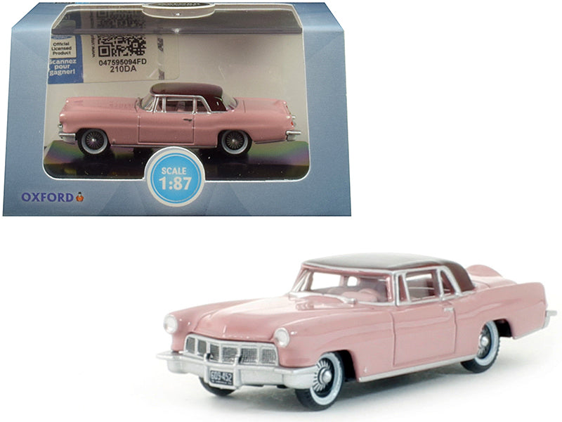 1956 Lincoln Continental Mark II Pink with Dubonnet Red Top 1/87 (HO) Scale Diecast Model Car by Oxford Diecast  free shipping USA