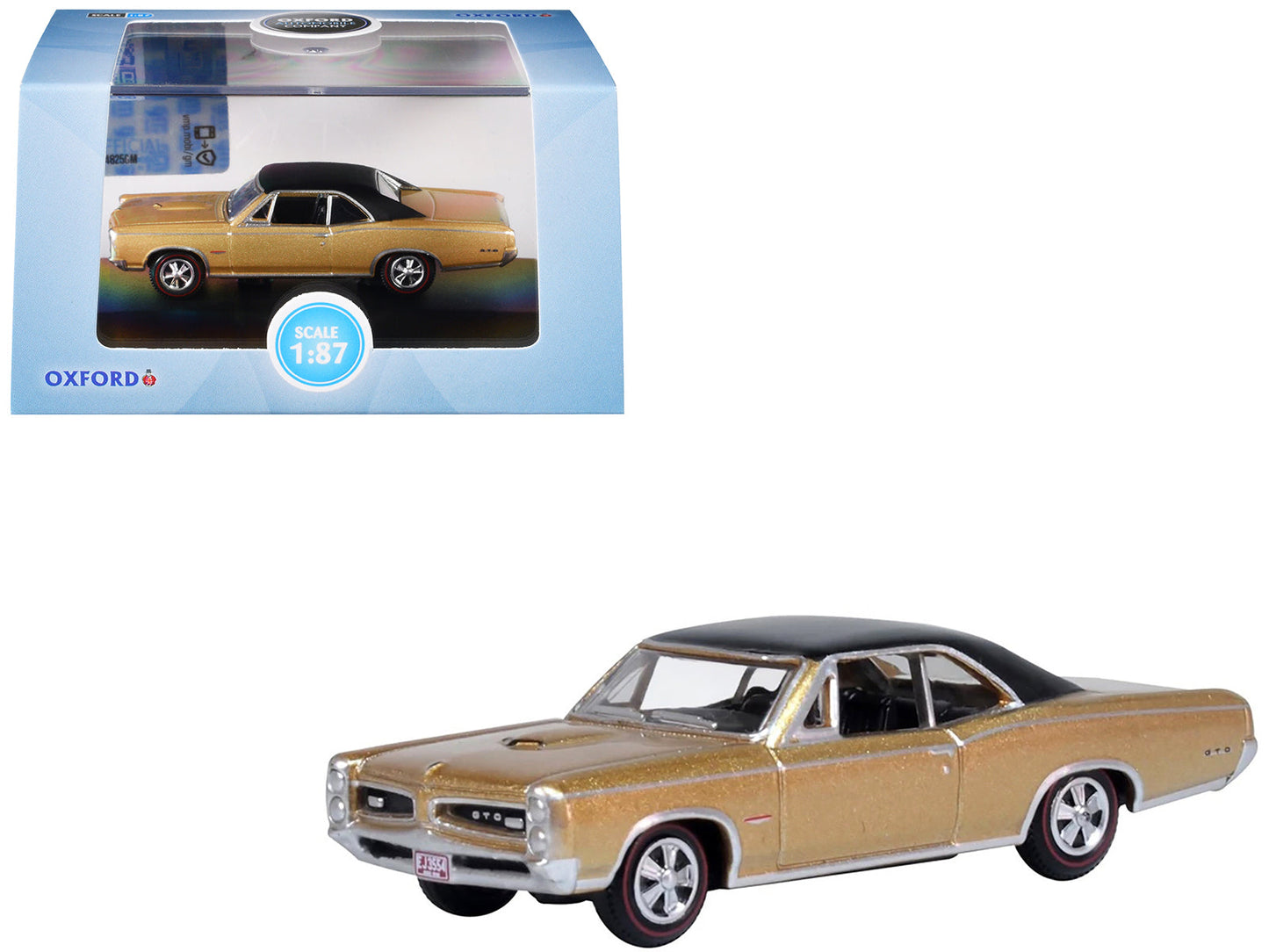 1966 Pontiac GTO Martinique Bronze Metallic with Black Top 1/87 (HO) Scale Diecast Model Car by Oxford Diecast  free shipping USA