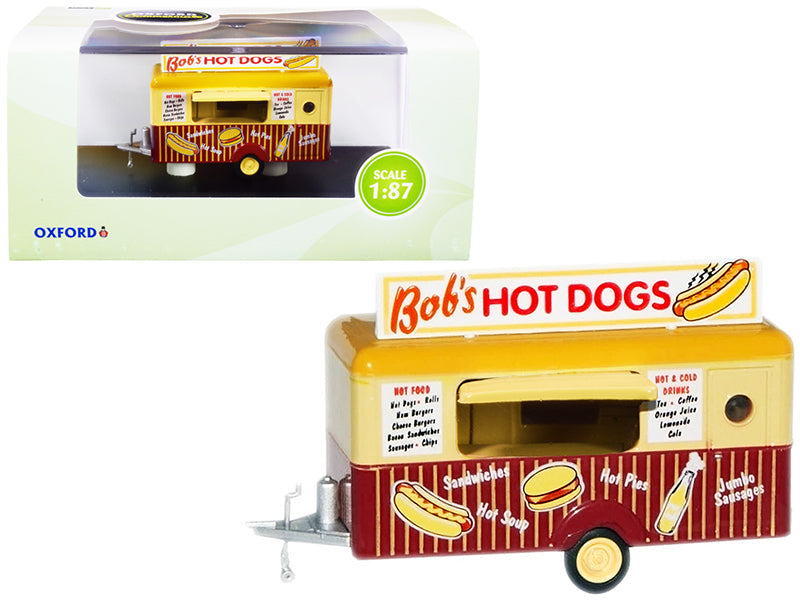 "Bob's Hot Dogs" Mobile Food Trailer 1/87 (HO) Scale Diecast Model by Oxford Diecast  free shipping USA