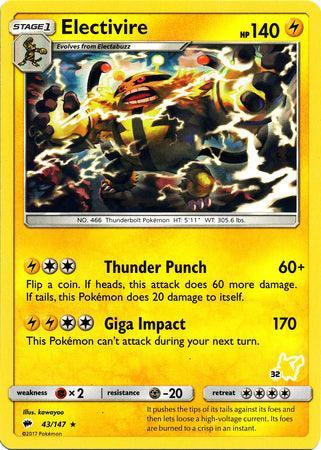 Electivire (43/147) (Pikachu Stamp #32) [Battle Academy 2020]