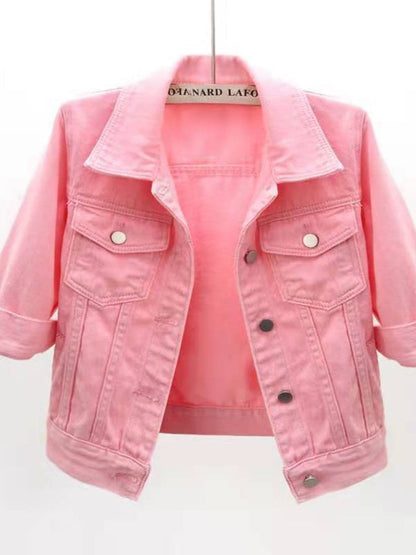Full Size Cropped  Denim Jacket Plus Size