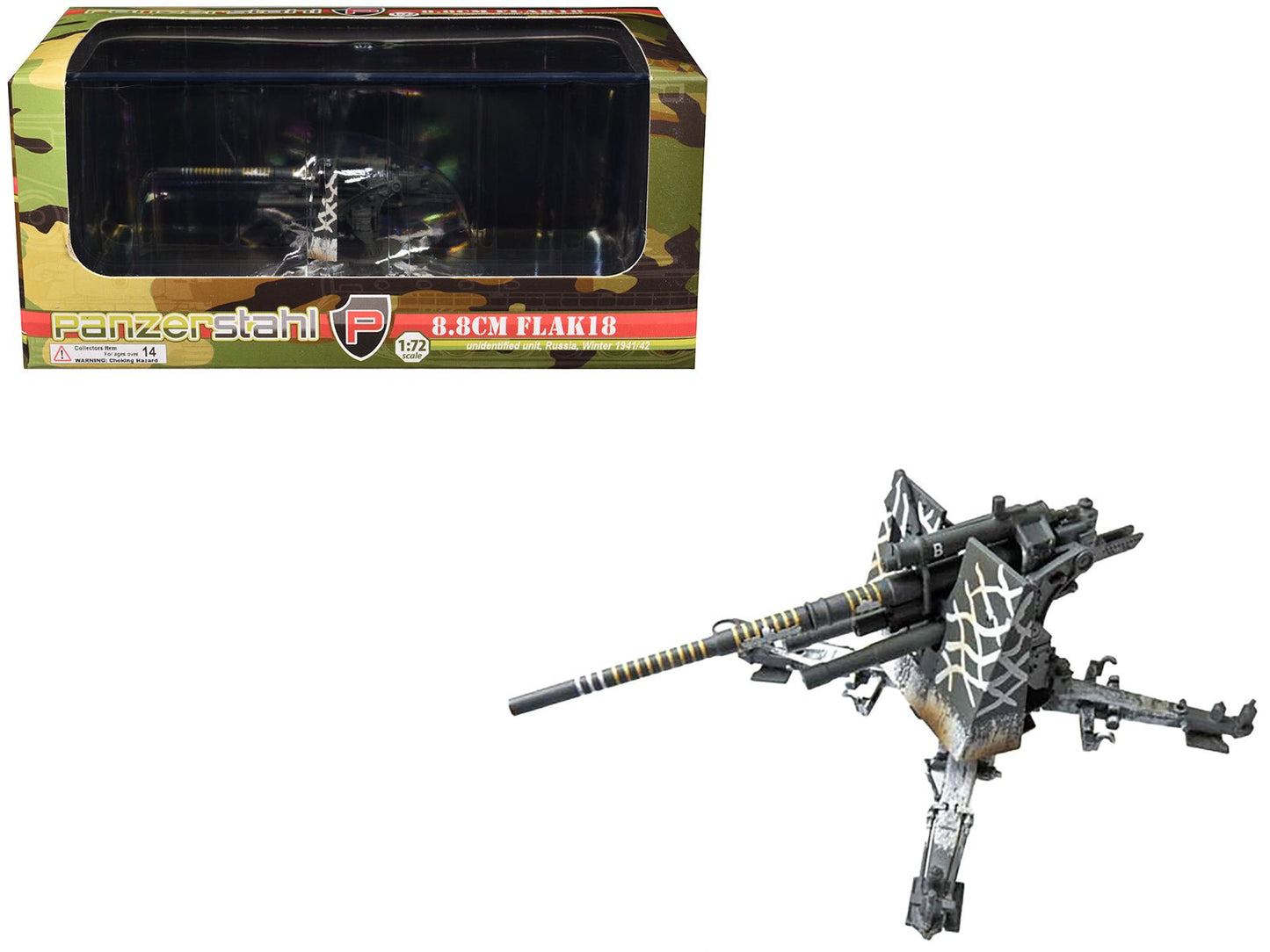 8.8cm Flak18 Gun "Unidentified Unit Russia" (1941/1942) German Army 1/72 Diecast Model by Panzerstahl  free shipping USA