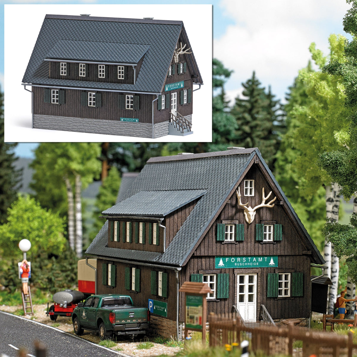 Busch 1921 HO Scale Forestry Office Laser-Cut Wood Kit