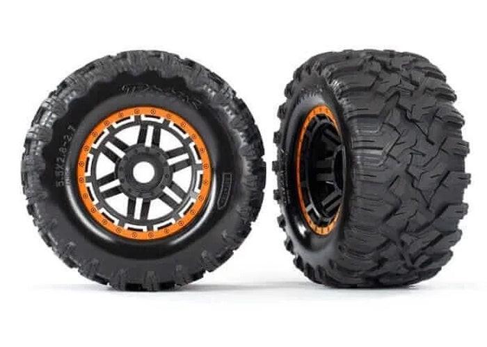 Traxxas TRA8972T Maxx Orange Mounted Wheels & Tires (2)