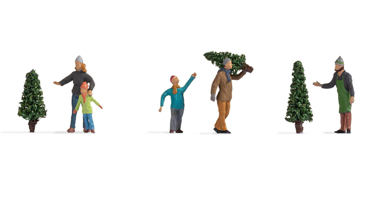 Noch 15927 HO Scale Christmas Tree Lot, 5 Figures & 3 Trees