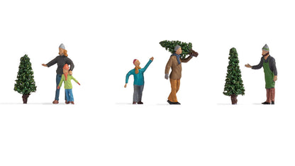 Noch 15927 HO Scale Christmas Tree Lot, 5 Figures & 3 Trees