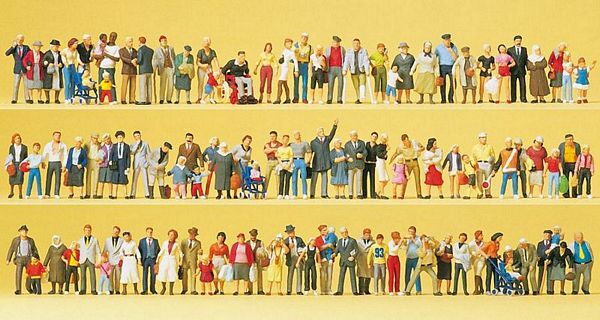 Preiser 13002 HO Scale Pedestrians - Bulk Set On Streets & Squares