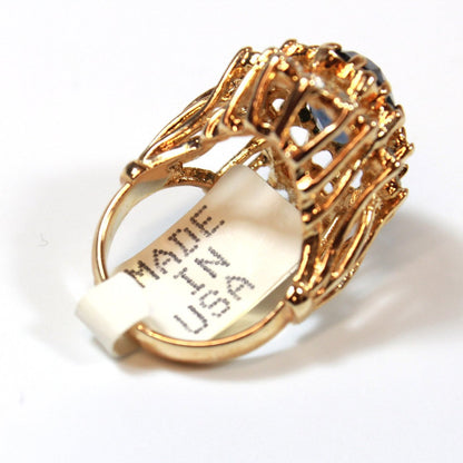 Vintage Women's Austrian Crystal Cocktail Ring 18k Gold Electroplated Birthstone Ring for Women by PVD Vintage Jewelry