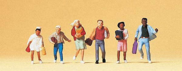 Preiser 10476 HO Scale Pedestrians School Children pkg(6)