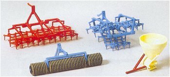 Preiser 17919 HO Scale Farm Implements Drag Disc, Harrow & Manure