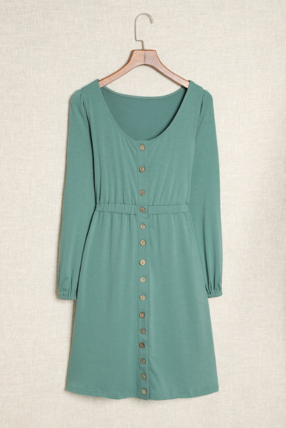 Julianna Button Up High Waist Long Sleeve Dress by Poppy Lee Lane